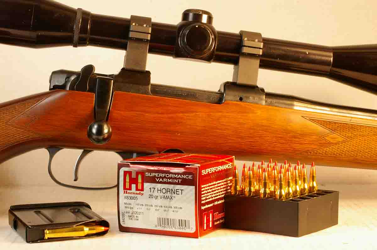 Hornady currently loads its .17 Hornet with 20-grain V-MAX and 15.5-grain NTX bullets. The factory 20-grain loads were accurate and had a velocity of 3,567 fps when shot from a CZ 527 American.